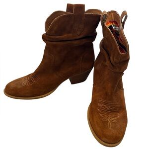 Dingo Womens Tumbleweed Leather Pull On Cowboy Western Boots Size 10